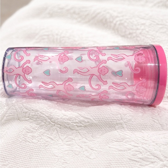 Roller Rabbit x Starbucks Pink Monkey Tumbler - Limited Edition 24 oz - Picture 2 of 3